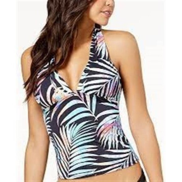 NWT Bar iii Tie Dye Palm XS Racerback V-Neck Tankini Swim Top #94843 - Picture 1 of 2